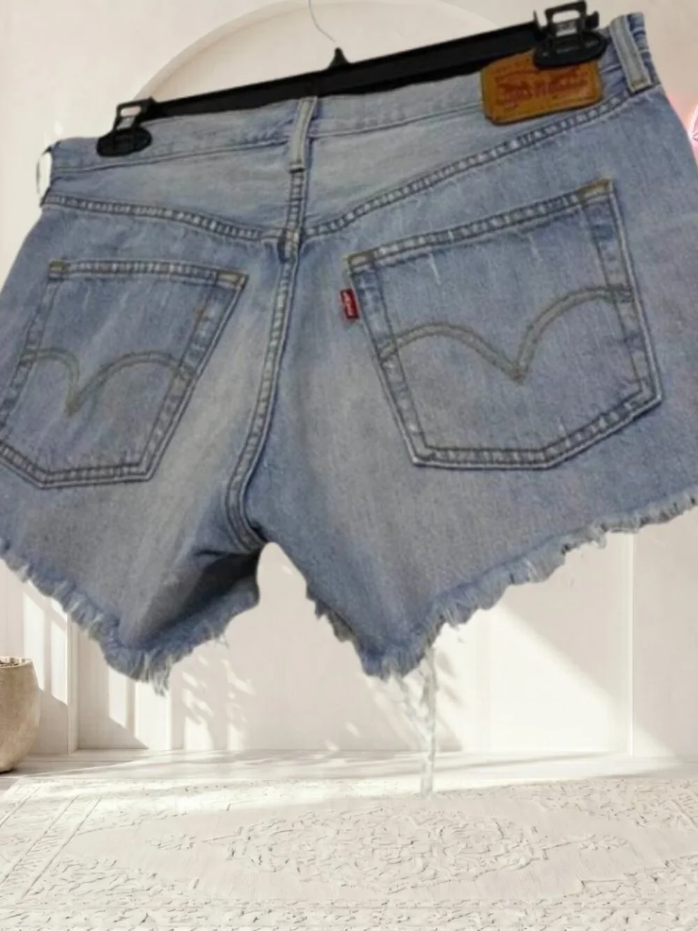 Levi's 501 Cutoff Denim Shorts 30W High Rise Button Fly Raw Hem